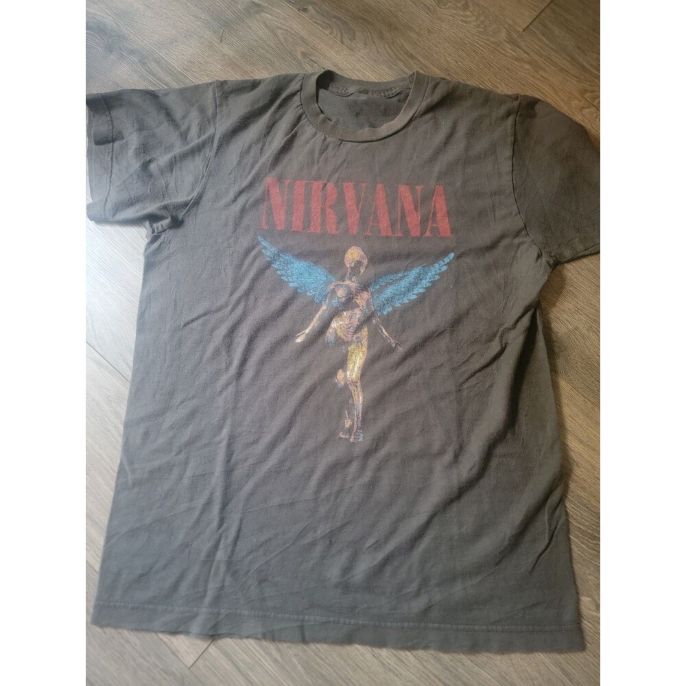 Nirvana Shirt Mens Small Gray Angel Wings T-Shirt